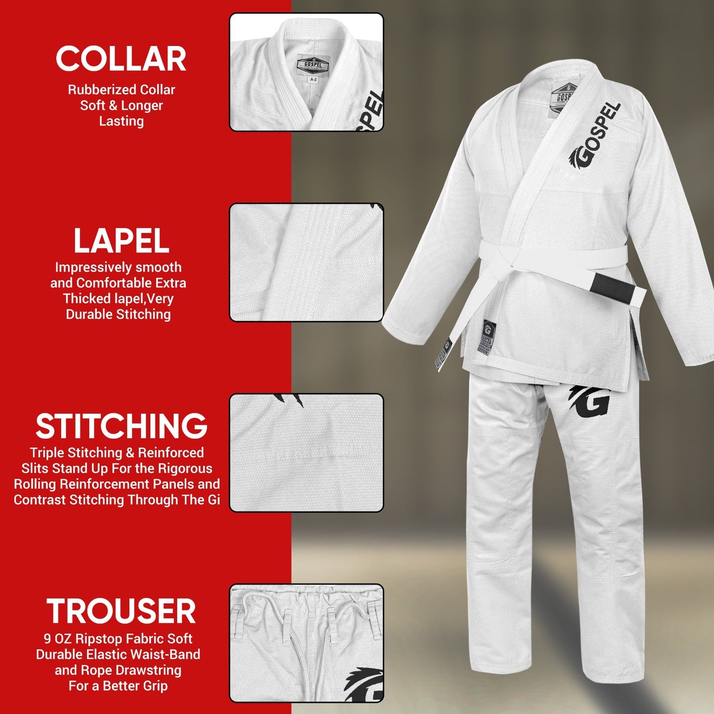 BJJ Gi Gospel Competitor jiu jitsu uniform 350GSM with belt and bag offers
