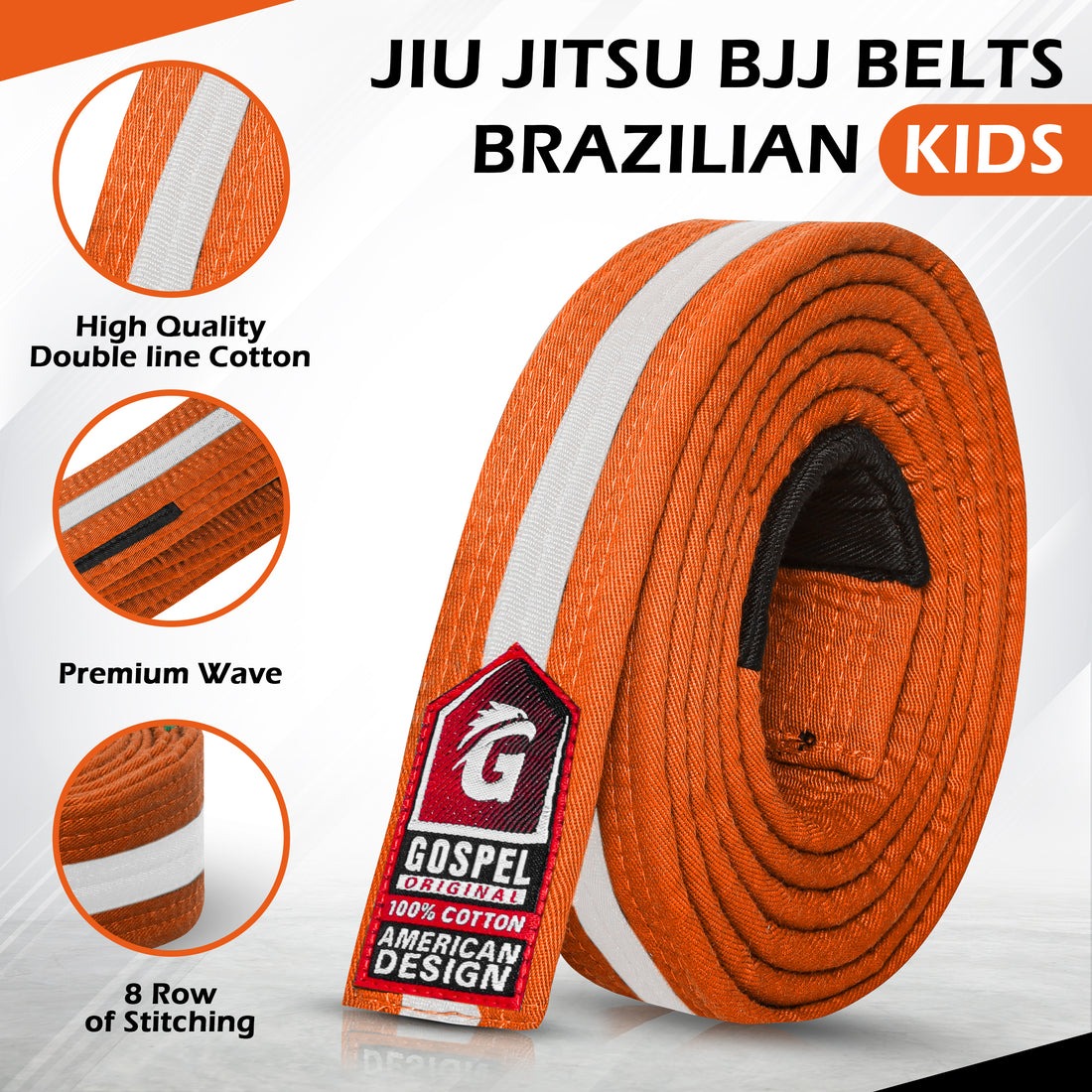 Stripe Orange White Colour Belts