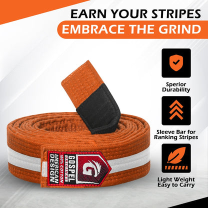 Stripe Orange White Colour Belts